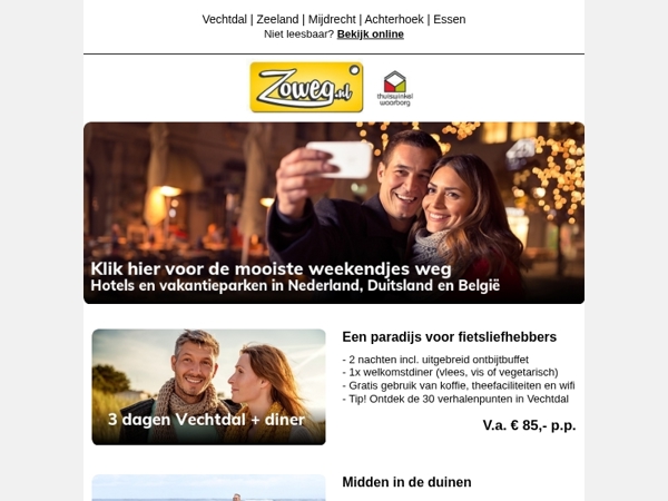 3 dagen Vechtdal + diner v.a. 85,-