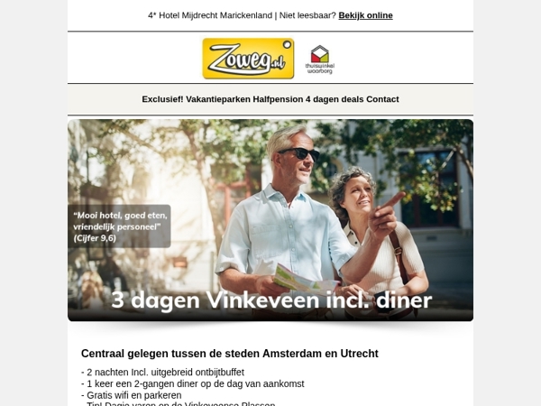 3 dagen Vinkeveen + diner v.a. 99,-