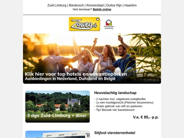 3 dagen Zuid-Limburg + diner v.a. 85,-